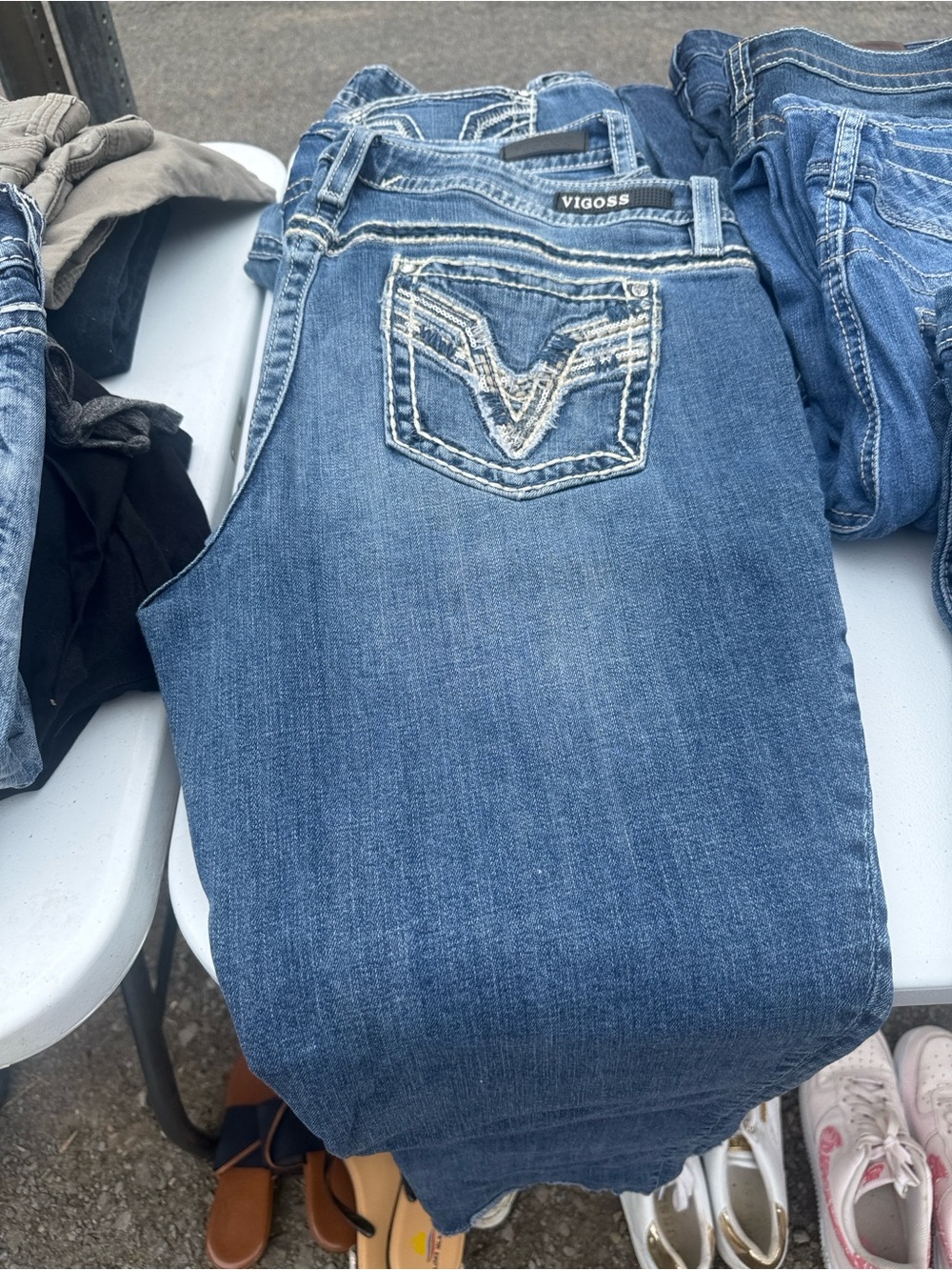 Vigoss Women's Blue Boot Cut Jeans with Embroidered Back Pocket